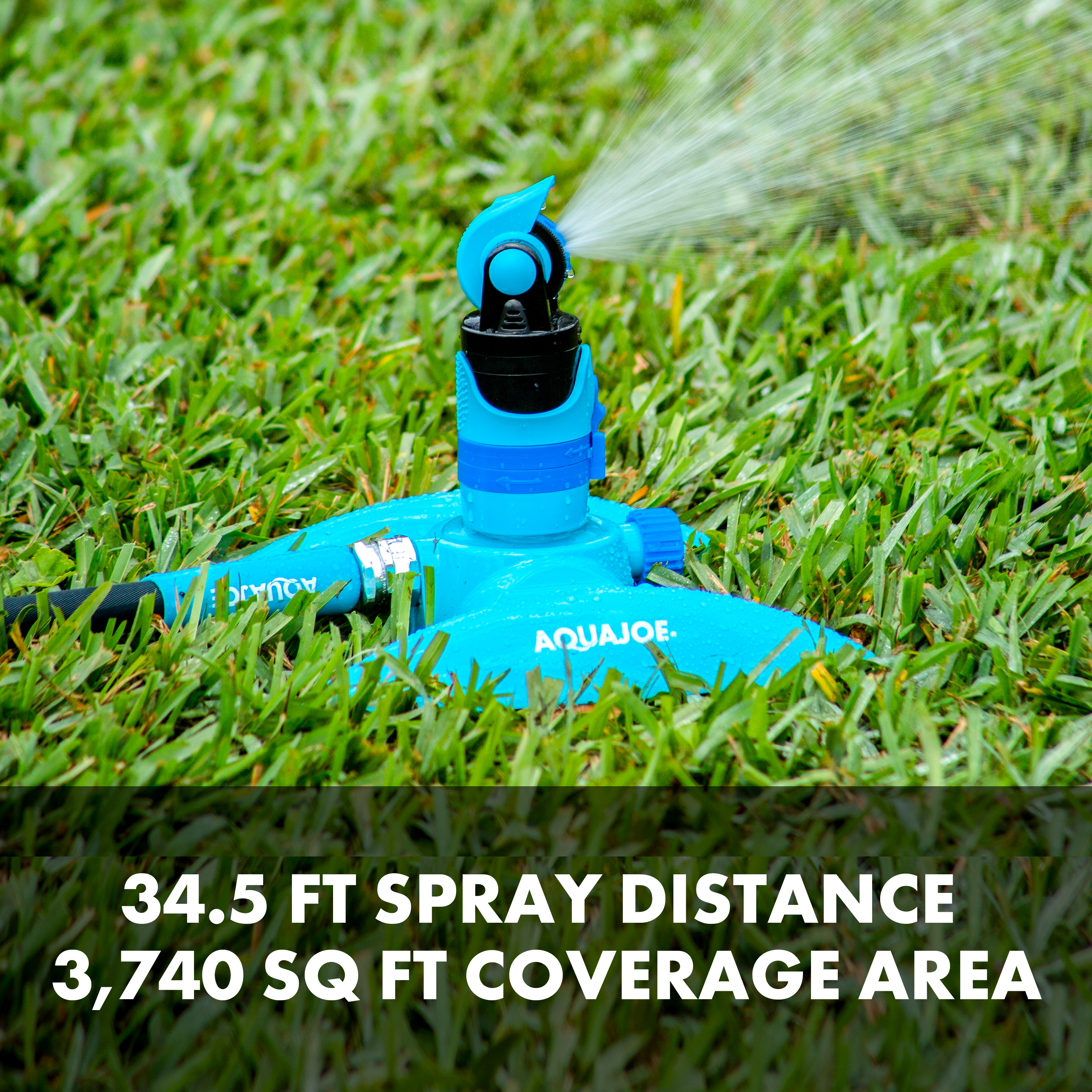 Aqua Joe AJ-MSSBM Turbo Drive 360º Sprinkler | 4 Spray Patterns |  Customizable Coverage | 3,740 Sq. Ft. Max Coverage