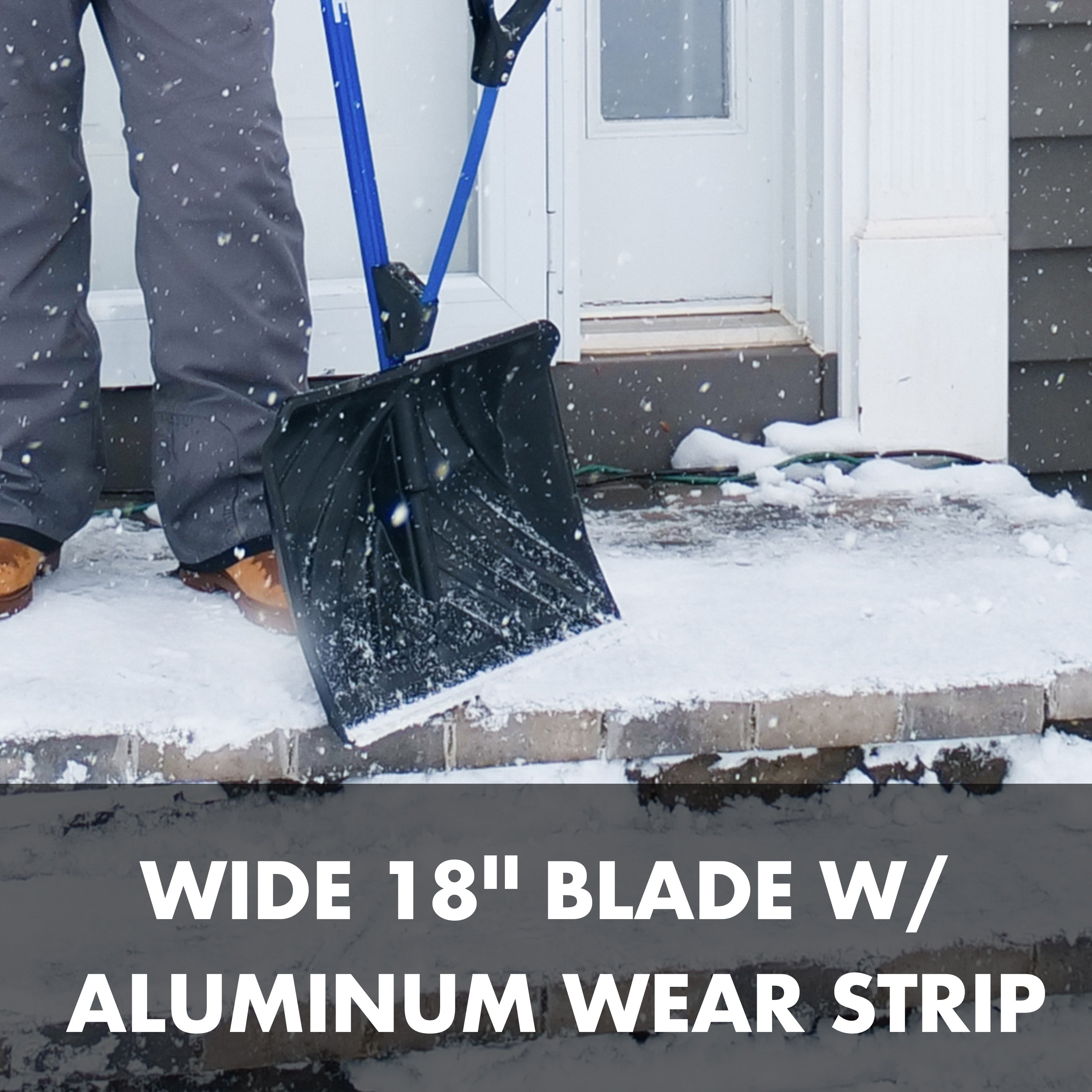 Wide 18 inch blade with aluminum wear strip.