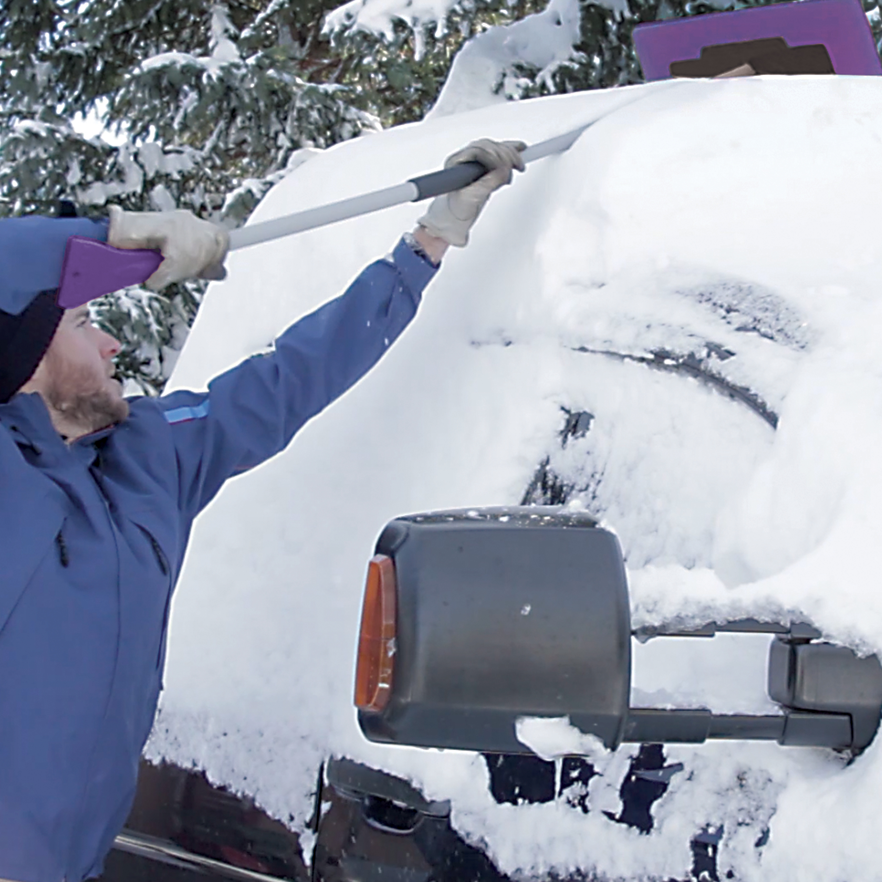 Snow Joe 3-In-1 Telescoping Snow Broom + Ice Scraper