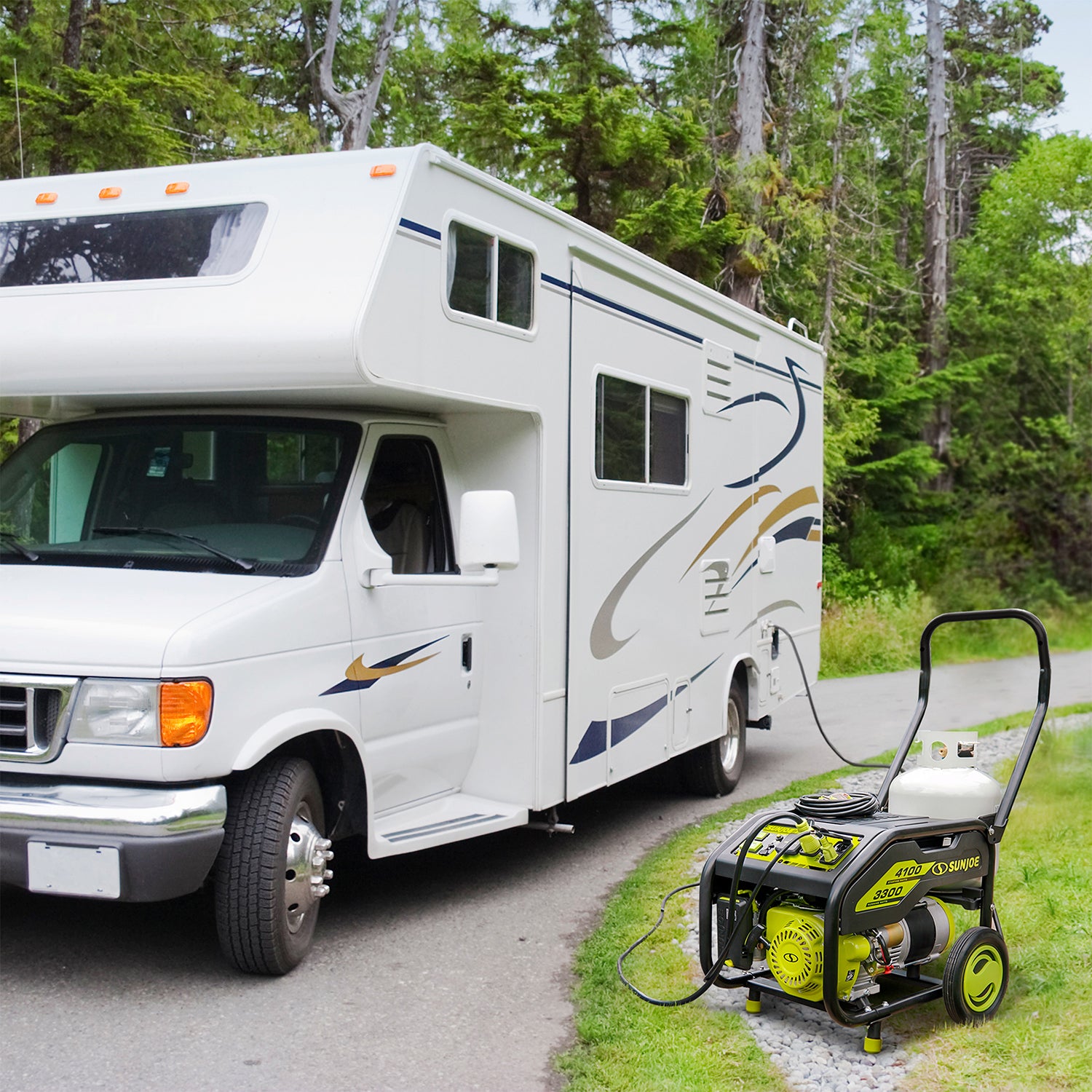 Portable Propane generator powering an RV.