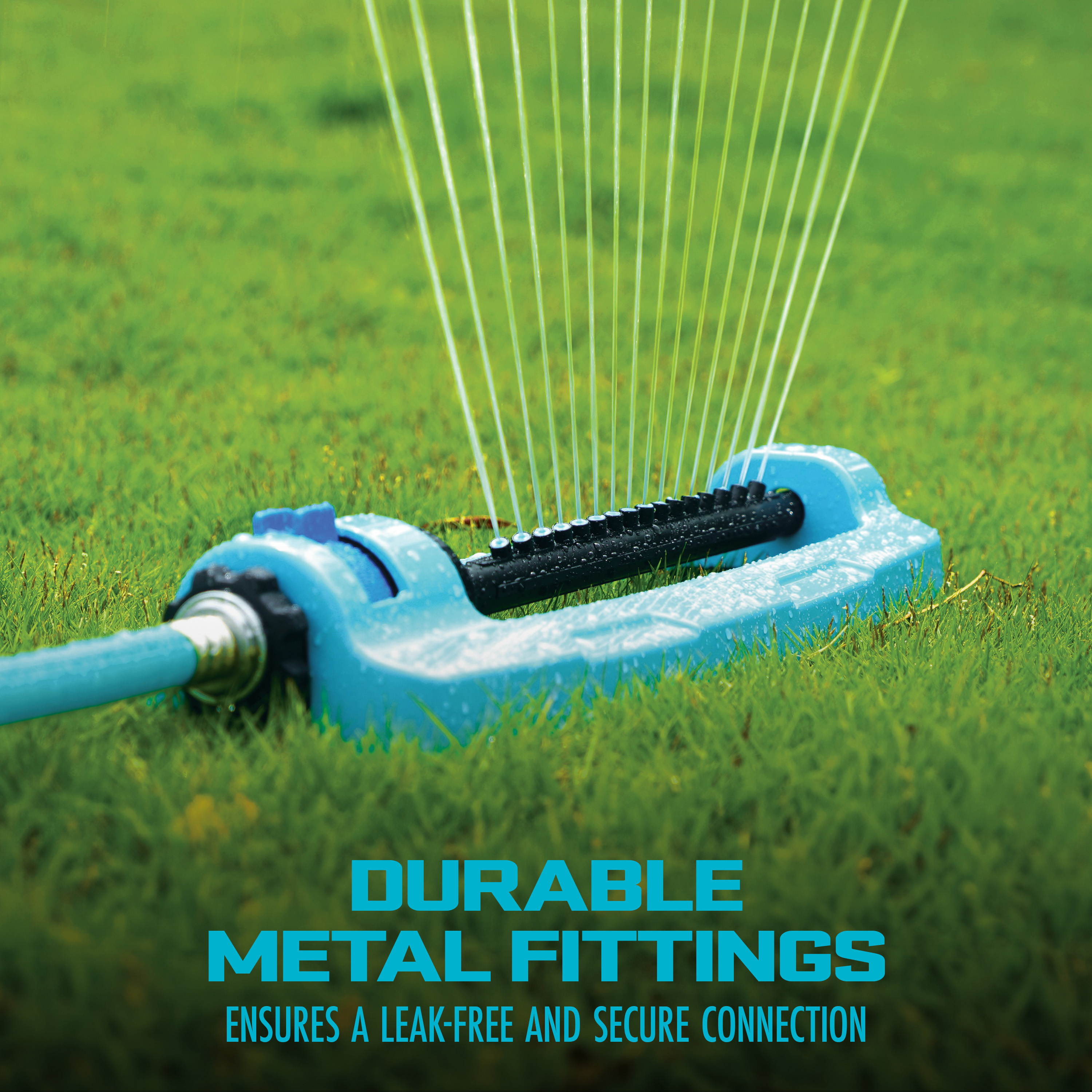 Aqua Joe SJI-OMS16 Indestructible Metal Base Oscillating Sprinkler |  Adjustable Spray Patterns | 3,600 Sq. Ft. Max Coverage