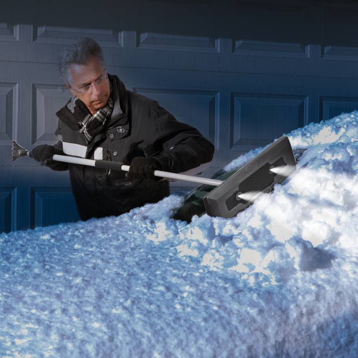 Ice Scraper18-Inch Foam Head Snow Joe 4-In-1 Telescoping Snow Broom 