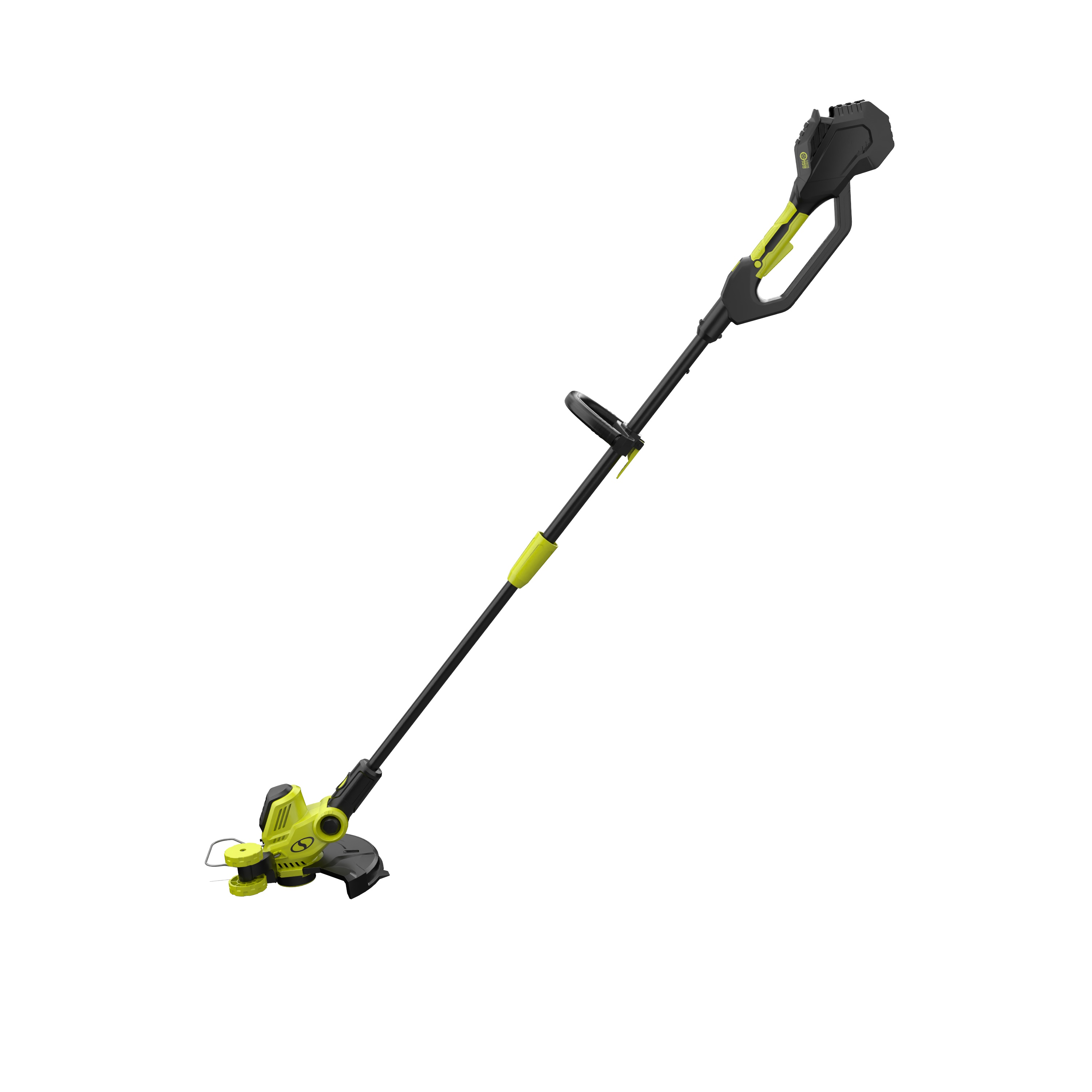 Sun Joe 24-volt cordless 12-inch String Grass Trimmer plus a 4.0-Ah lithium-ion battery and quick charger.