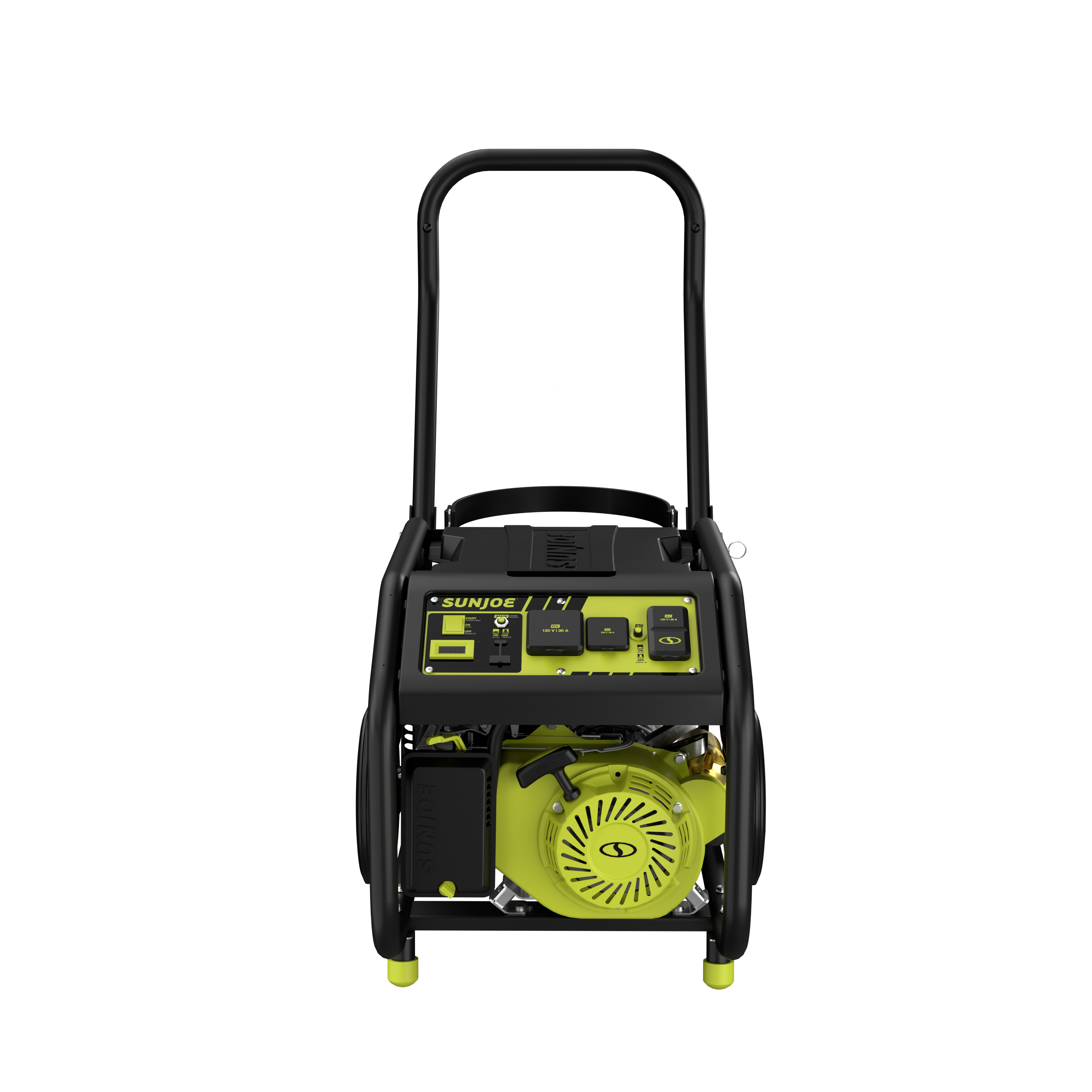 Sun Joe Portable Propane Generator with a 2.0-Ah lithium-ion battery, propane hose, funnel, cover, and assembly tool kit.